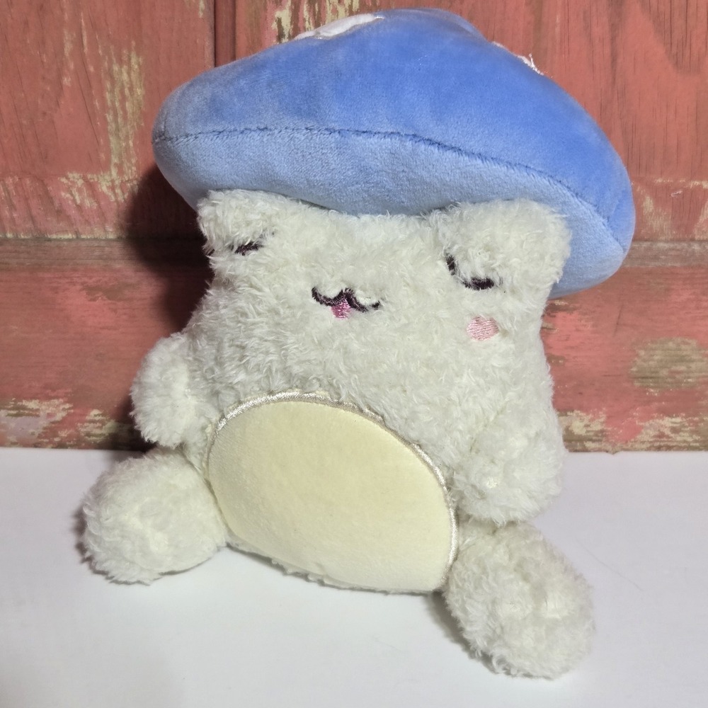 CUDDLE BARN Plush Stuffed Animal Wawa Toadstool Frog Blue Mushroom 6" Sleepy
